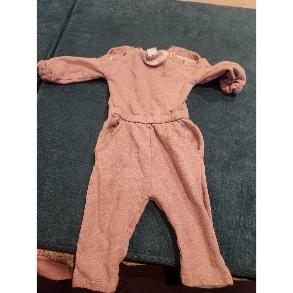 POLARN O. PYRET Pink Sweatshirt Jumpsuit Romper Baby Toddler Size 86 1-1.5 Years